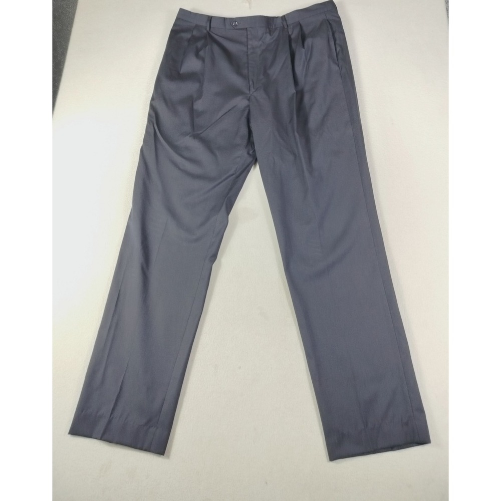 Jos. A. Bank Dress Pants Mens 42x34 Blue Wool Pleated Signature Lined Classic‎